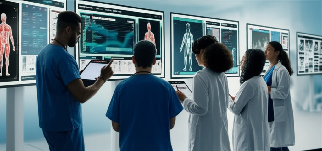 Formation médicale avec écrans numériques